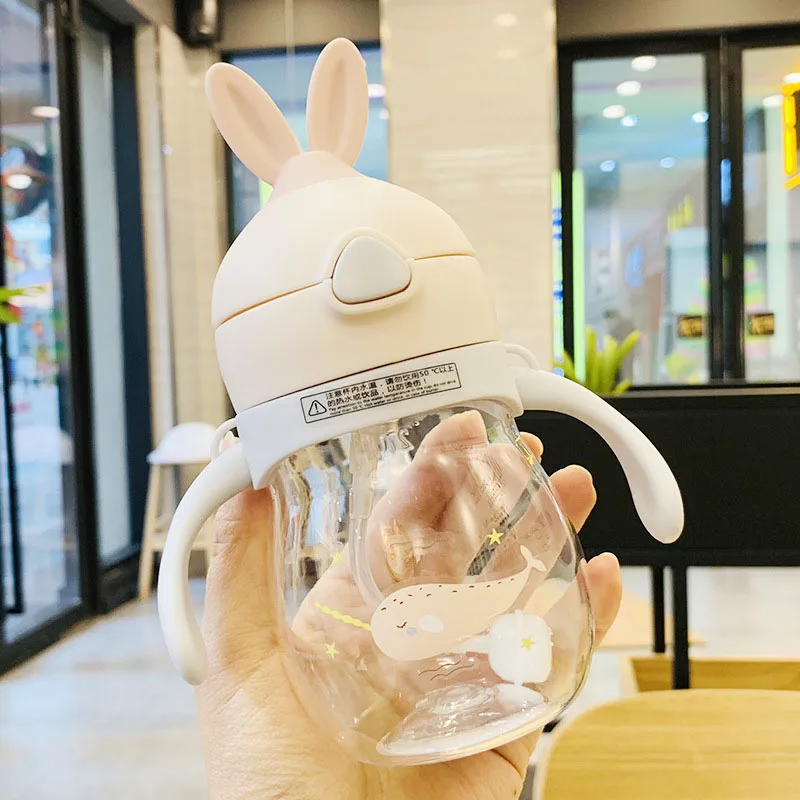 320 мл пластиковая бутылка для воды с соломинка напитков веревкой креативный