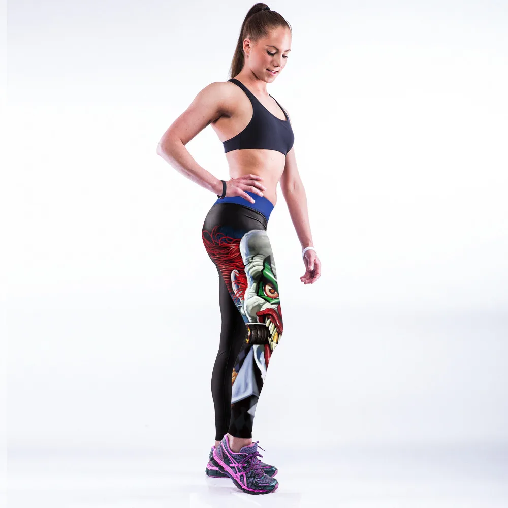 высокая талия 3d печатани череп леггинсы воздухопроницаемый эластичный