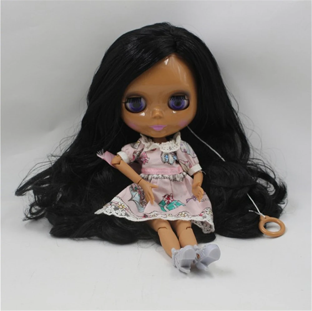 Кукла Blyth Обнаженная с длинными вьющимися черными волосами и Боковым Разрезом