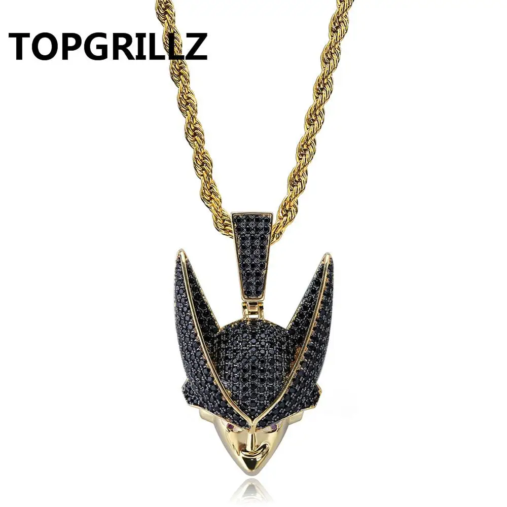 TOPGRILLZ Dragon Ball Character Cell ожерелье с кулоном из Кубического циркония в стиле хип-хоп золотого и серебряного цвета мужские подвески на цепочке ювелирные изделия - Окраска металла: Gold