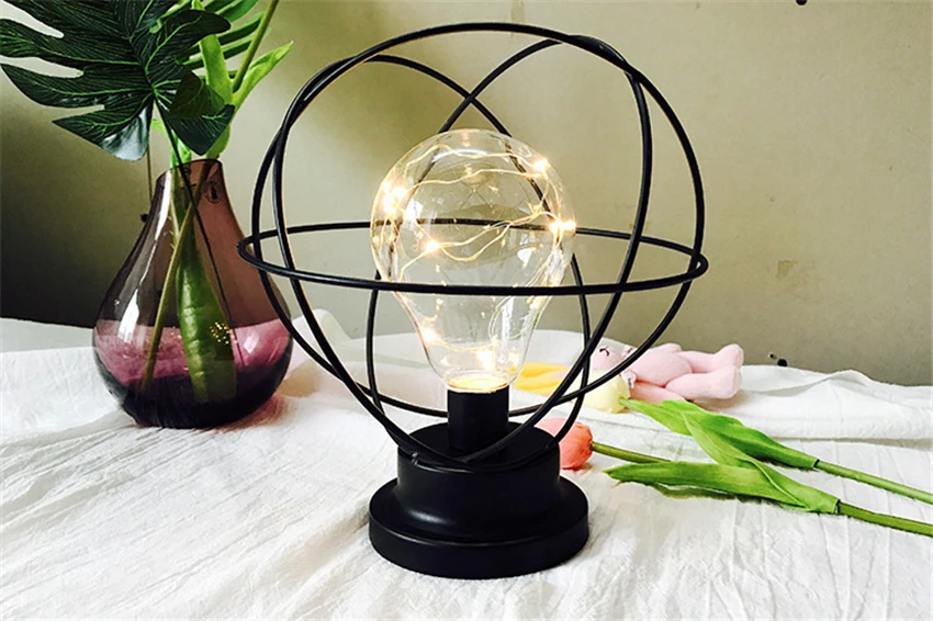 Ретро цветной Железный Лофт Deskt лампа Декор настольная ночник лампа Edison лампа USB спальня прикроватная батарея настольная лампа подарок
