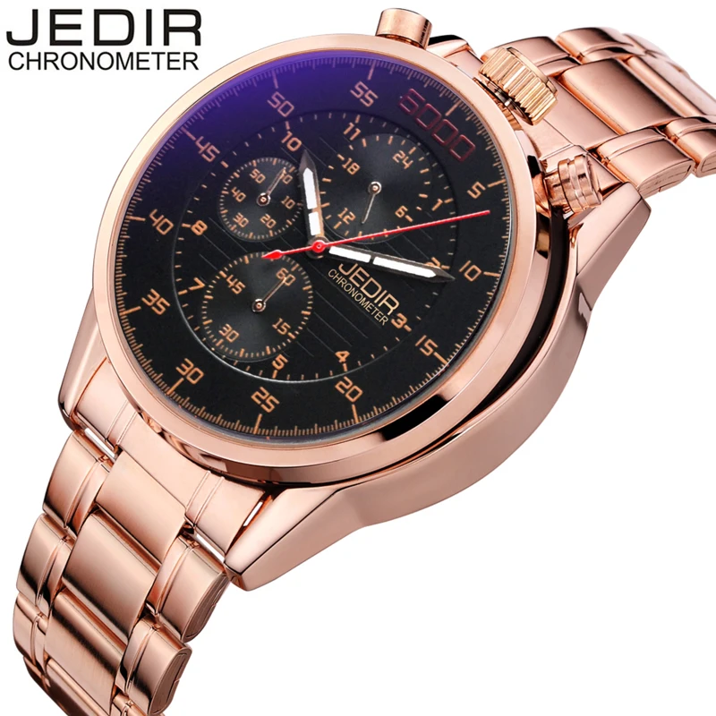 JEDIR Новый пилот Мужская хронограф наручные часы водонепроницаемые Дата Топ