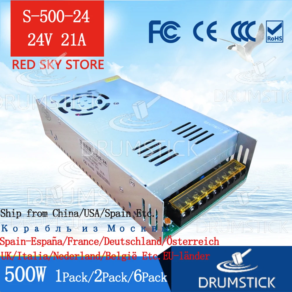 (1 упаковка) 220V DC 500W источник питания 24V 20A импульсный силовой трансформатор S 500 24