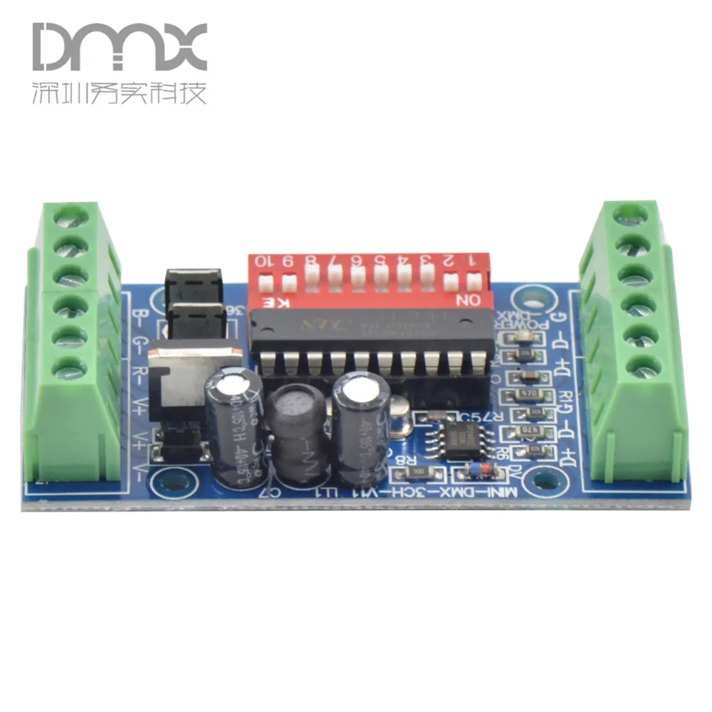3CH легкий dmx контроллер MINI-DMX-3CH-V1 миниатюрный RGB LED dmx512 декодер DC5V-24V для