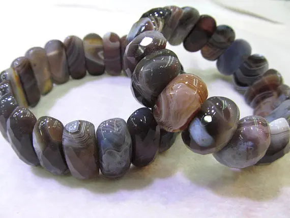 

high quality 13x18mm genuine Botswana agate gemstone rectangle ablong horse eye faceted bracelet jewelry beads 8inch -two drille