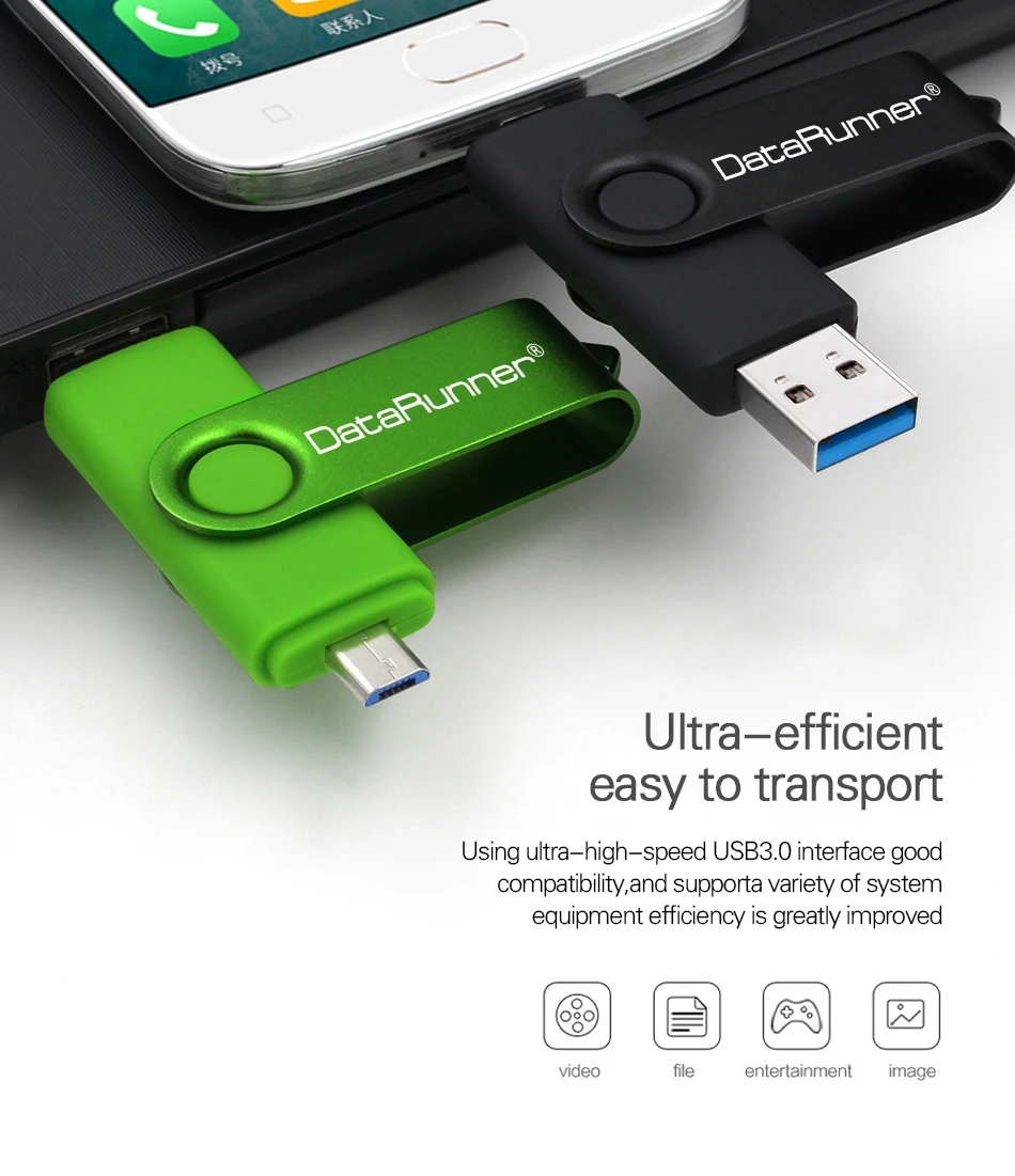 DataRunner USB 3,0 USB флеш-накопитель 128 Гб OTG флеш-накопитель для Android Mobile 16 ГБ 32 ГБ 64 ГБ 256 ГБ Микро-флеш-накопитель USB карта памяти