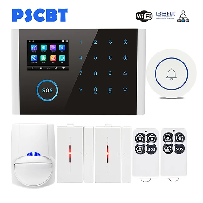 Set 3 PSCBT wifi GSM домашняя сигнализация с сенсорным экраном приложение для телефона с пультом дистанционного управления PIR датчик окна двери - Цвет: Set 3