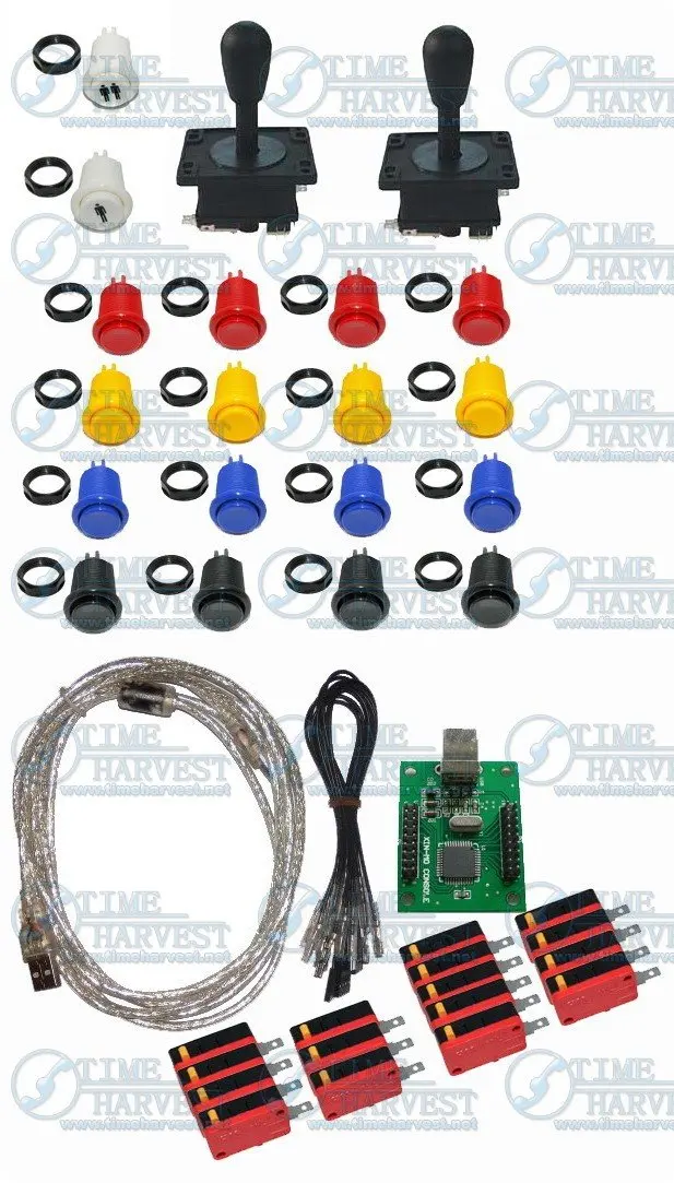 Free Shipping Arcade parts Bundles kit With American Joystick buttons 2 player USB Encoder board to Build Up Arcade Game Machine