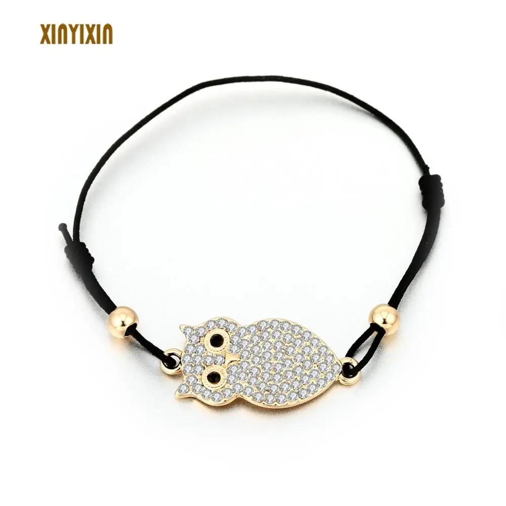 

Женский Регулируемый эластичный браслет в виде совы, золотистый браслет с кристаллами, Бабочка, Сова, глаз, слон, Модная бижутерия, подарок н...