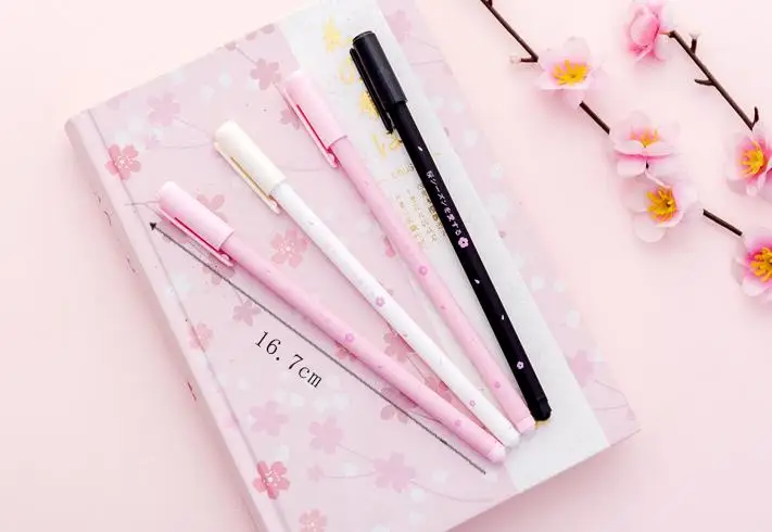 Комплект из 3 предметов Kawaii вишня в цвету, прекрасные гелевая ручка подпись ручка Эсколар. школы канцелярский подарок для ученика