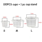Бесплатная доставка, 1 шт., подставка для чашек и держатель для чернил для татуировок, S, L, M, 100 шт., чашка для чернил, контейнер для татуажа, макияжа бровей, пигмента, крышка s