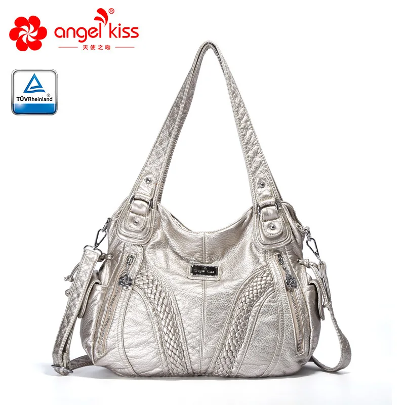 Angelkiss дизайн вместительные сумки женские большой кошелек на ощупь мягкий кожаный несколько верхней молнии карманы сумки на плечо - Цвет: Gold