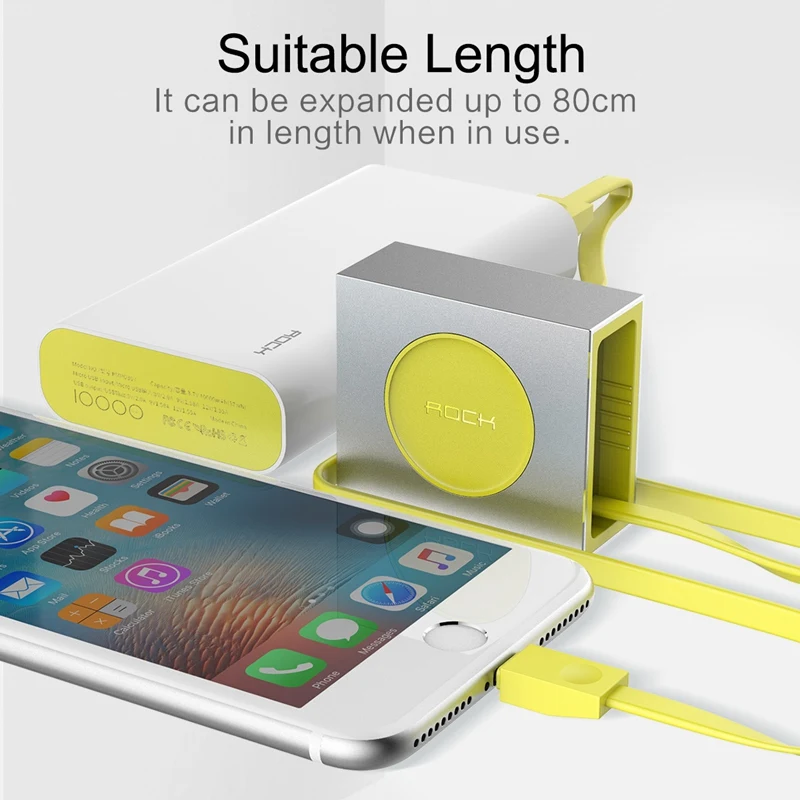 2 шт./лот Выдвижной USB кабель для iPhone X 8 7 6S 6 5 ROCK растягивающийся быстрой зарядки