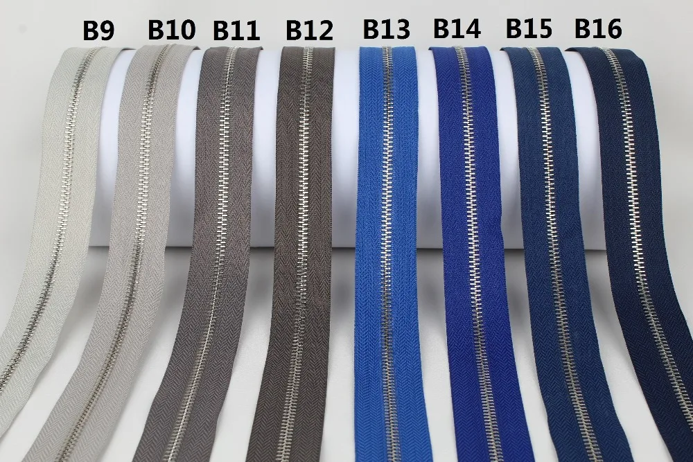 5 # серебристая металлическая молния с одним открытым концом серая темно синяя в