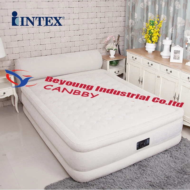 Intex queen Dura Beam ультра плюшевый надувной матрас для кровати с изголовьем Встроенный Электрический насос, AC220-240