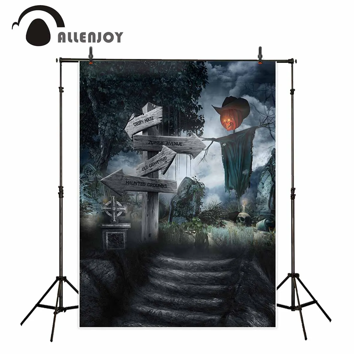Allenjoy фоны для фотостудии дорожный знак Темный виноград лестница кладбище фон