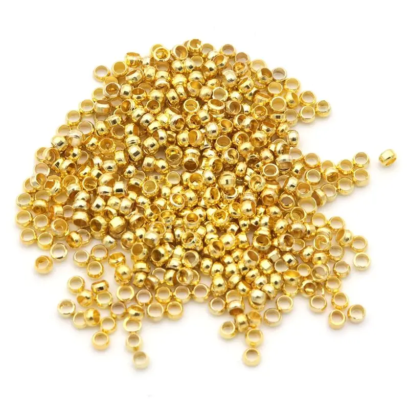 Gold 1000 шт 2 2,5 мм серебристого и золотого цвета, металлические бусины для изготовления ювелирных изделий, рукоделие, бисероплетение, аксессуары для рукоделия - Цвет: Gold