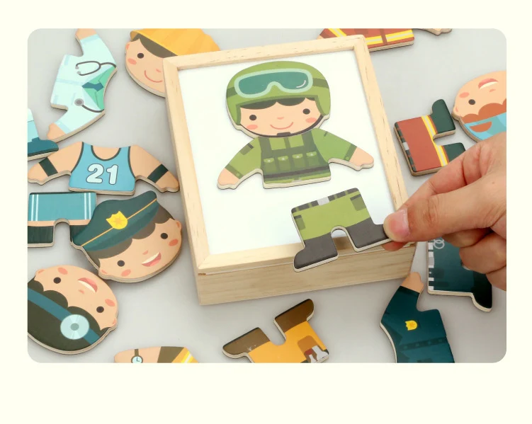 Magnetic Cartoon Bear Change Clothes Children Wooden Toy Puzzles Kids Educational Dress Changing Jigsaw Puzzle Toys For Children