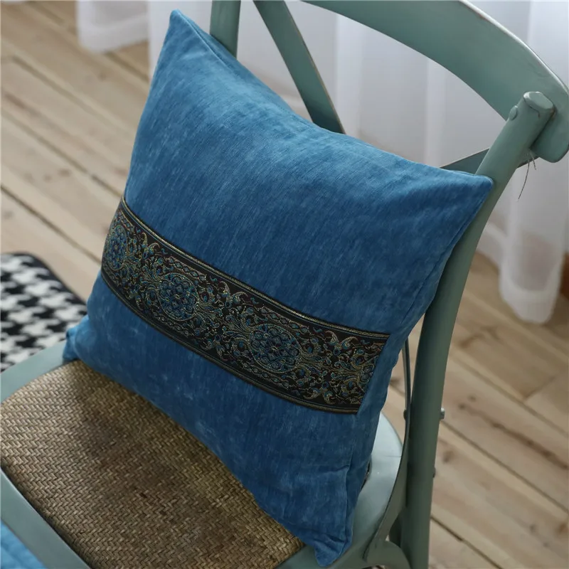 Nordic Classical Embroidery Cushion Sample Room Pillow Gray Embroidered Velvet Fabric Home Car Sofa Decoration | Дом и сад