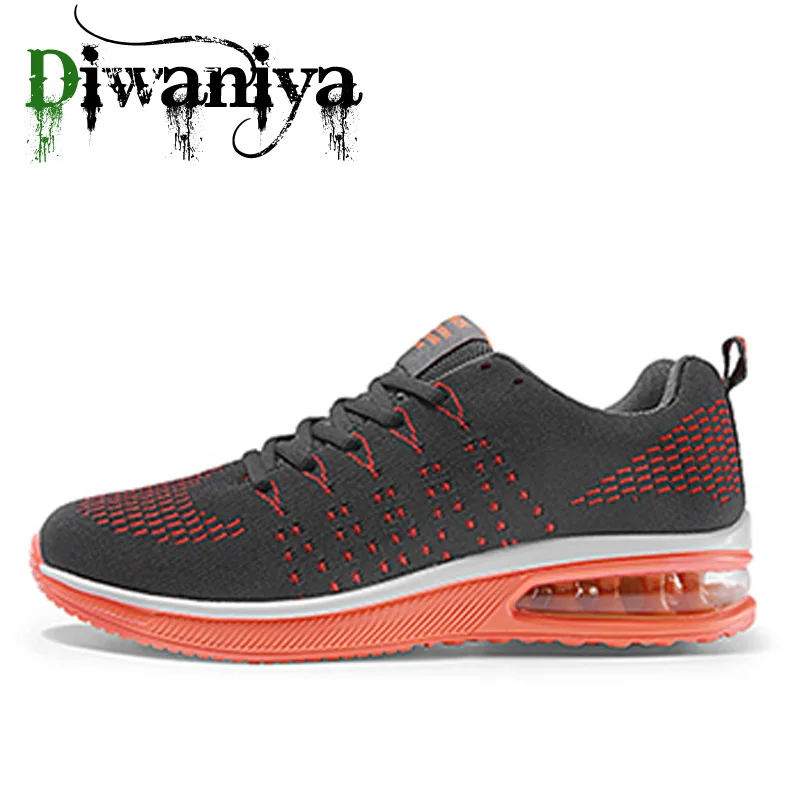 Gray Orange Стильные мужские кроссовки для бега, удобные дышащие спортивные кроссовки, сетчатые кроссовки для занятий фитнесом, амортизация воздуха, свободный бег трусцой, кроссовки - Цвет: Gray Orange
