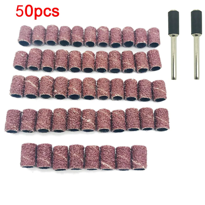 50pc 100 шт. шлифовальные ленты рукава и 2 оправки шлифовальный электрический полировка наждачной бумаги круг песка Ting - Цвет: 50pc