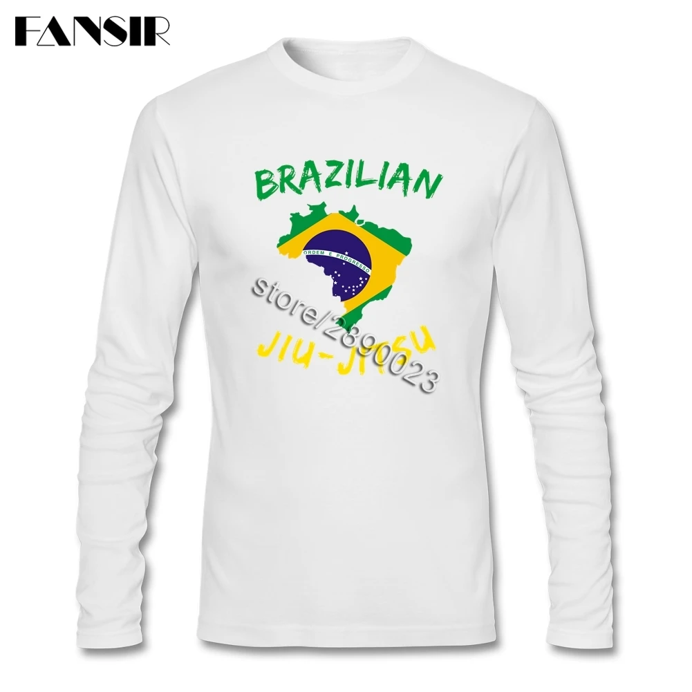 Men Tee Shirt O-neck Long Sleeve Cotton BJJ Brazilian Jiu Jitsu Novelty T Men's Мужская одежда