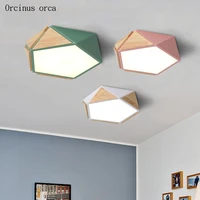 nordic modern simple candy color ceiling lamp living room bedroom creative personality solid wood led geometric ceiling lamp