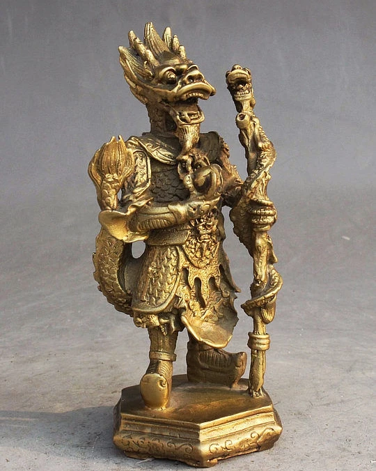 6 &quotнародное искусство Китая фэншуй латунная подставка дракон король властелин