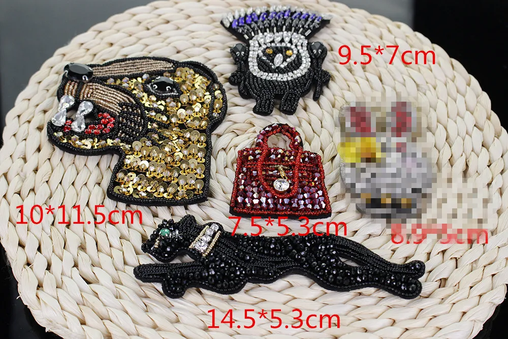 1PC Sew on sequin Crystal patch for clothing beading Applique Clothes Patch Black Leopard tiger rabbit Animal Beads B11|Заплатки| |