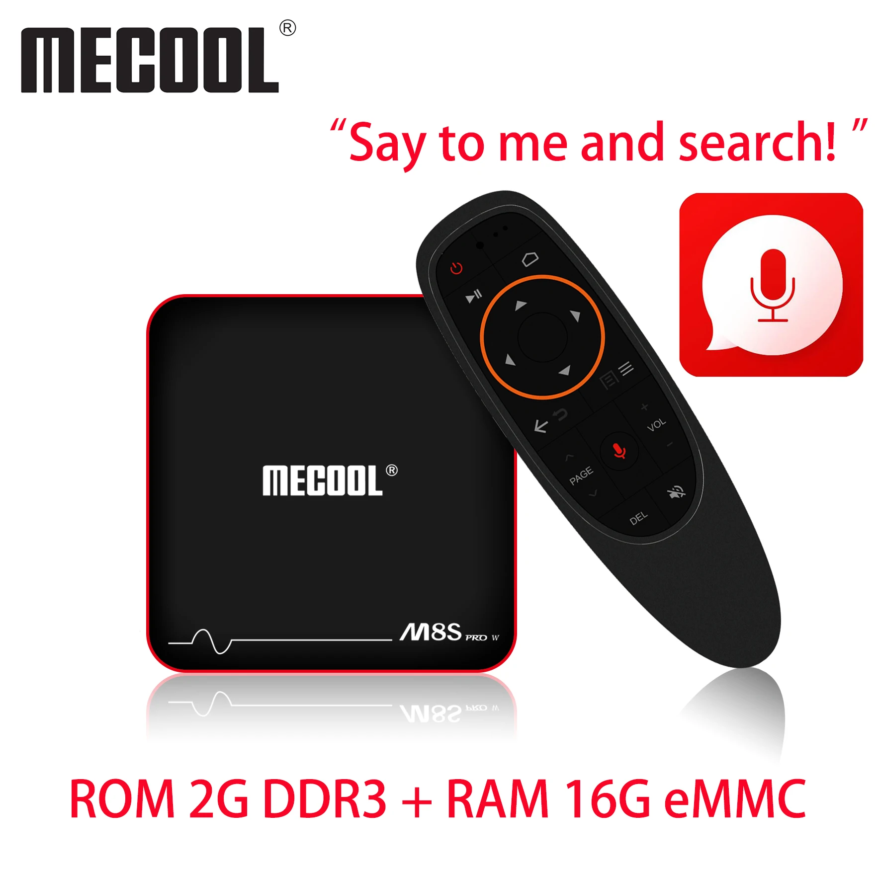MECOOL 2G 16G Android tv Box голосовой поиск Amlogic S905W четырехъядерный WiFi ТВ-Приставка Смарт-приставка M8S PRO W приставка