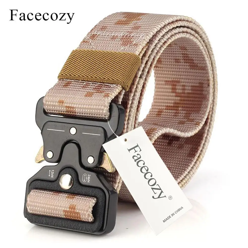 Desert Camo Belt Мужской нейлоновый пояс, быстрооткрывающийся автоматический тактический ремень, мужской, на открытом воздухе, для пеших прогулок, военный, брезентовый пояс, поясная опора - Цвет: Desert Camo Belt