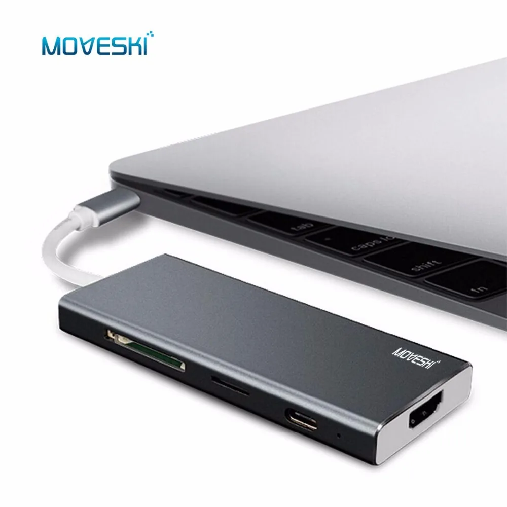 VT101 USB C Hub 3 1 с портом для зарядки HDMI-совместимый порт 2 0 и порты SD Micro кардридер |