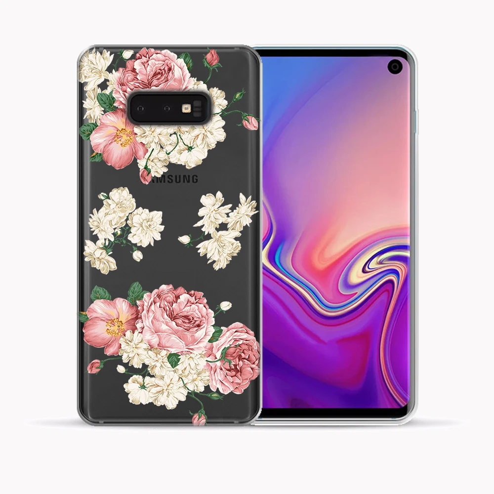 Мягкий ТПУ чехол для Samsung Galaxy S10 Plus E с цветочным узором A10 A30 A50 M10 M20 M30 силиконовая