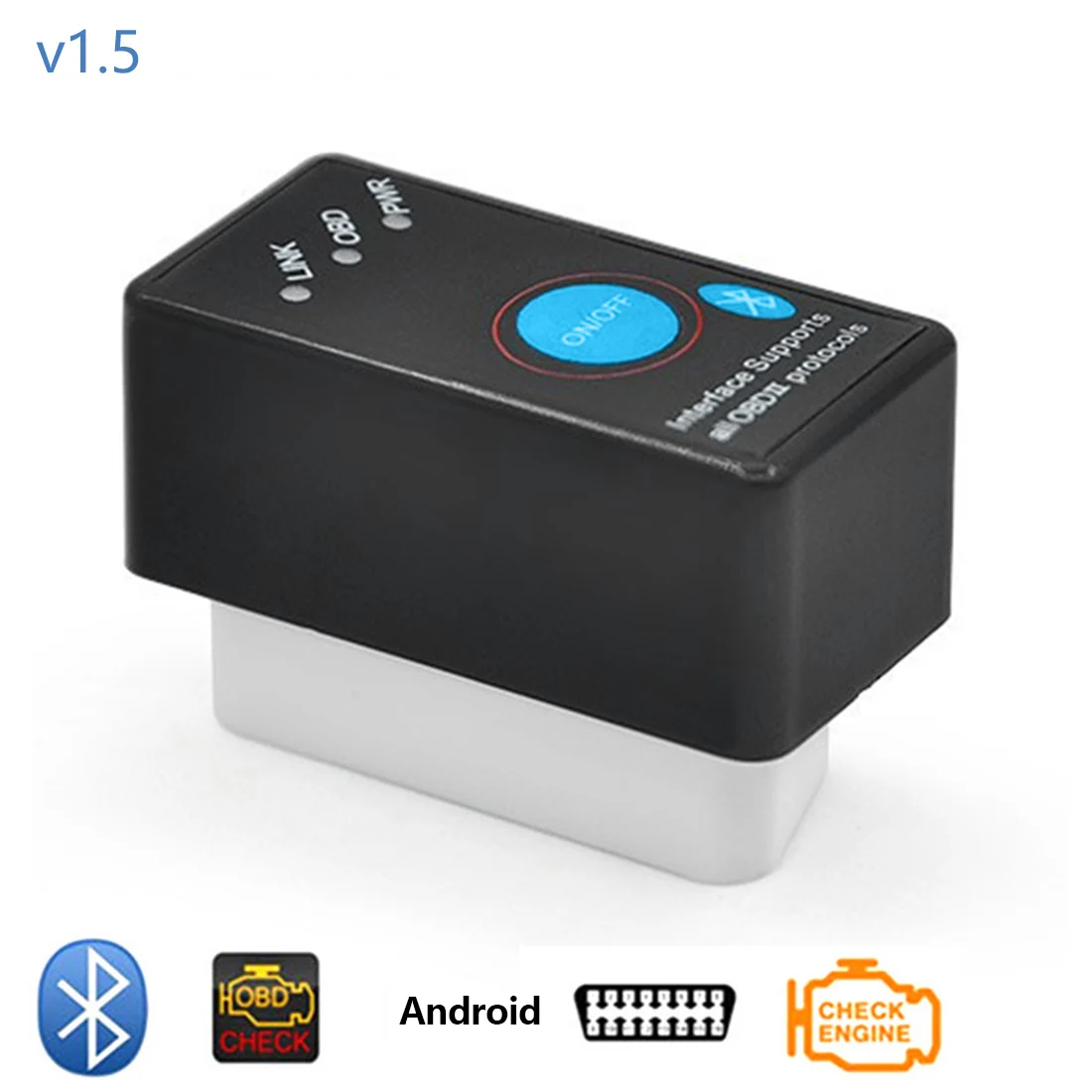 Dewtreetали Mini OBD2 Eml327 V1.5 Bluetooth выключатель питания 16Pin 12 В OBDII Автомобильный