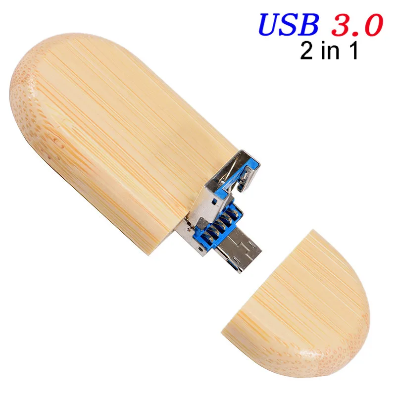 bamboo POWERONE 2 в 1 OTG флеш-накопитель USB 3,0 флеш-накопитель 64 ГБ 32 ГБ 16 ГБ 4 ГБ Емкость u-диск USB флеш-накопитель смартфон карта памяти - Color: bamboo