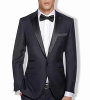 top salelatest design one button navy blue groom tuxedos peak satin lapel best man groomsman men wedding suitscheap tuxedoswed