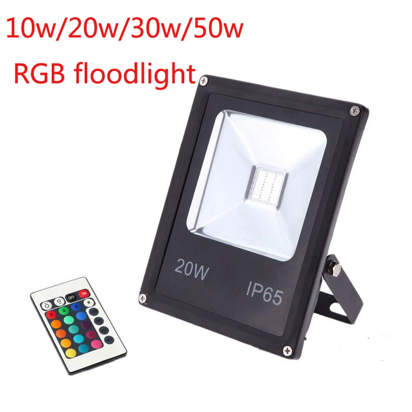 RGB теплый белый холодный 10 Вт 20 30 50 светодиодный уличный прожектор с ИК пультом
