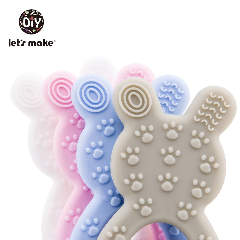 Let's make Silicone Teethers Food Grade DIY 5 pcs Baby Shower Gift Birth Cartoon Rabbit Teether For Teeth Baby Product Teething