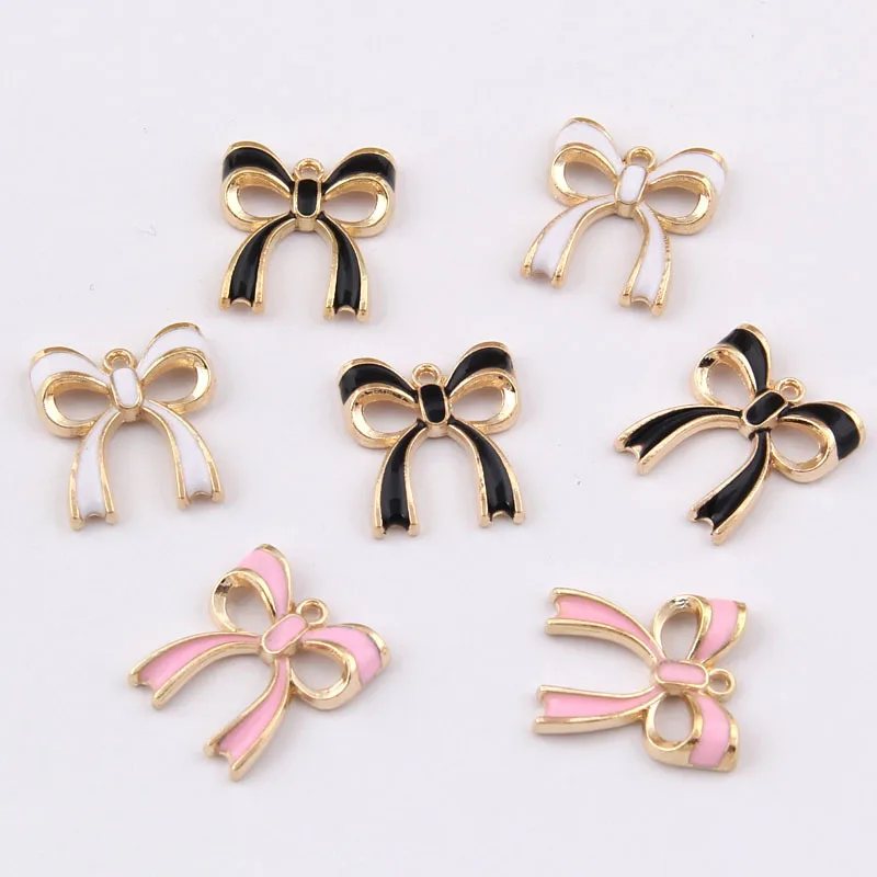 

100pcs Enamel charm 3 color Bow tie shapeExquisite Alloy Pendants 20*17mm 2g Handmade Jewelry Making DIY Alloy accessories Hot
