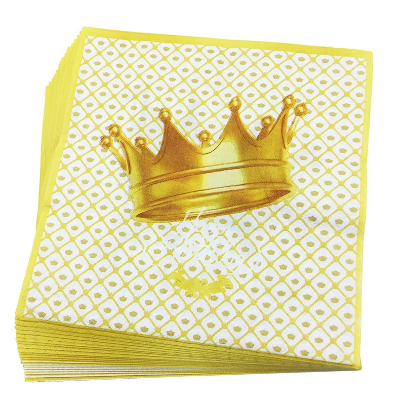 crown 20 шт./партия, Новые Креативные серебристые золотые бумажные салфетки с пентаграммой, милое полотенце-салфетка для дня рождения, вечерние принадлежности и украшения - Цвет: crown