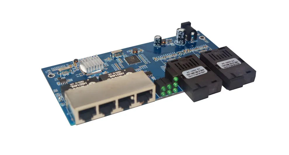 10/100/1000 м волоконный коммутатор 4 RJ45 UTP 2 SC волоконно-оптический медиаконвертер 2SC 4 RJ45 4 UTP Ethernet плата PCBA