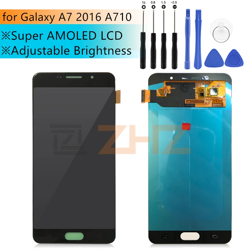 Купи AMOLED для SAMSUNG Galaxy A7 2016 A710 ЖК-дисплей кодирующий преобразователь сенсорного экрана в сборе Замена для 5, 5 "SAMSUNG A710 LCD за 3,355 рублей в магазине AliExpress