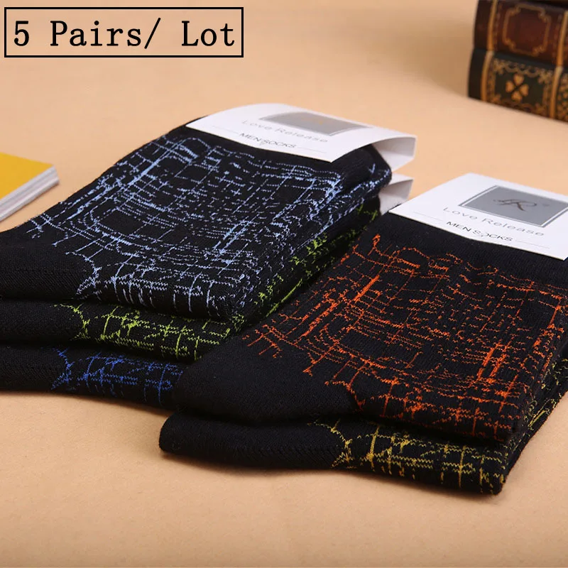5 Colors 5 пар/партия бесшовные красочные дышащие мужские носки впитывающие пот удобные повседневные длинные хлопковые носки для мужчин здоровый подарок Лидер продаж - Цвет: 5 Colors