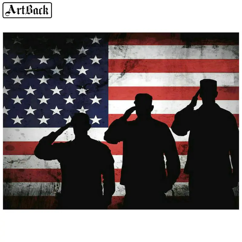 Набор для алмазной вышивки крестом живопись с флагом США солдат квадратная
