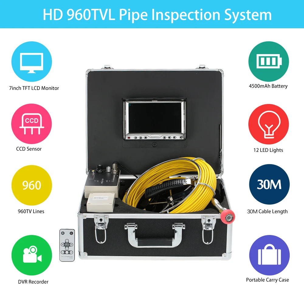 Рыболовный искатель канализационная инспекционная видеокамера 7 &quotЖК дисплей