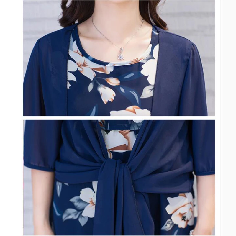 Винтаж Для женщин летние шифоновое платье 2019 среднего возраста элегантные с