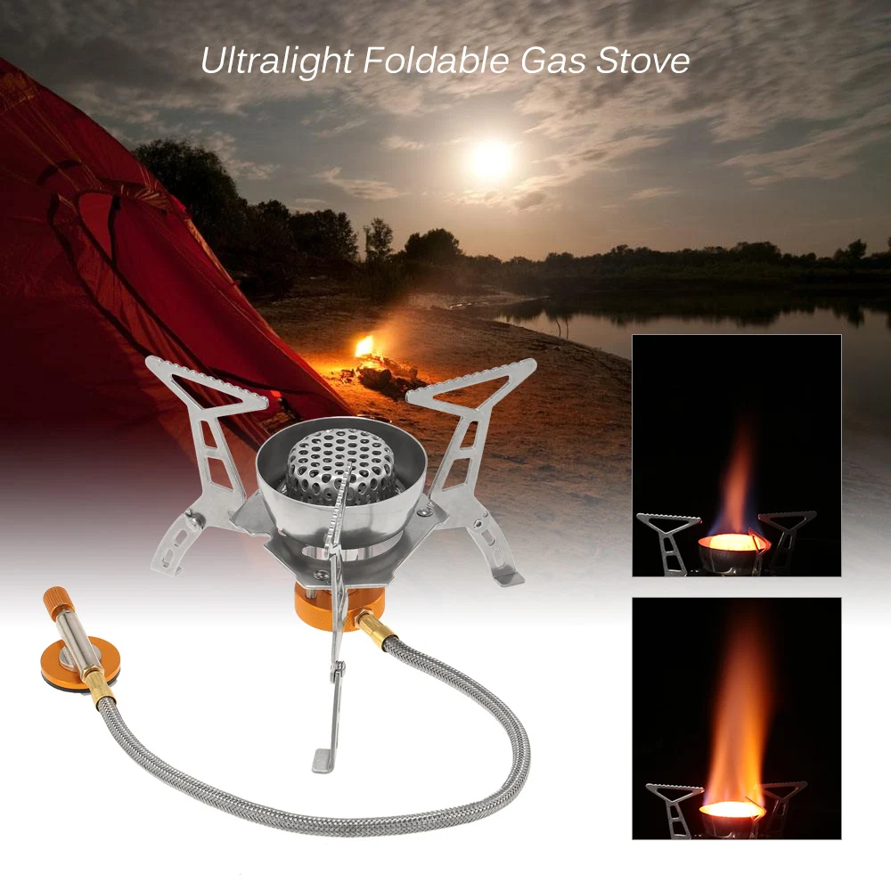 

Lixada Outdoor Camping 3200W Big Power Windproof Gas Stove Butane Burner Portable Foldable Split Furnace with 9-plate Windscreen