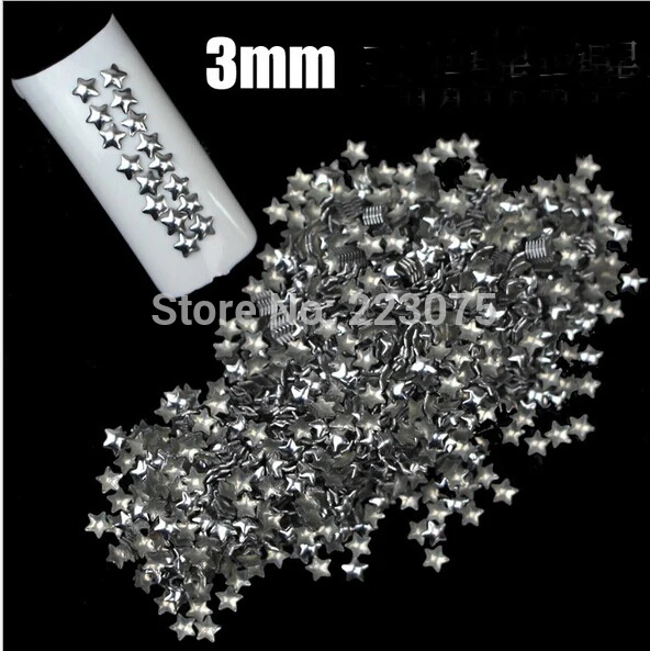 

silver pentagram 3mm Nail Art 3D Studs Punk Style metalic Decoration Tip For Manicure Decor 1000pcs/lot