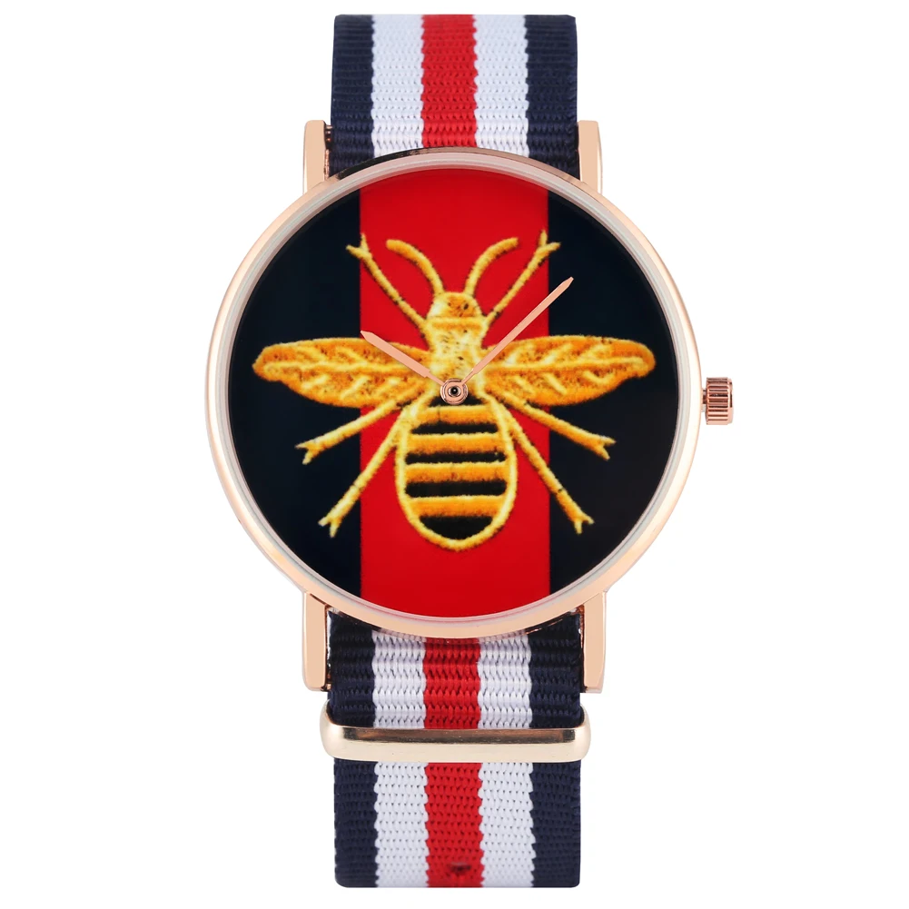 Blue White Red Портативные часы с нейлоновым ремнем для женщин, классические часы с узором в виде вазы для девушек, Модные Кварцевые аналоговые наручные часы для женщин - Цвет: Blue White Red