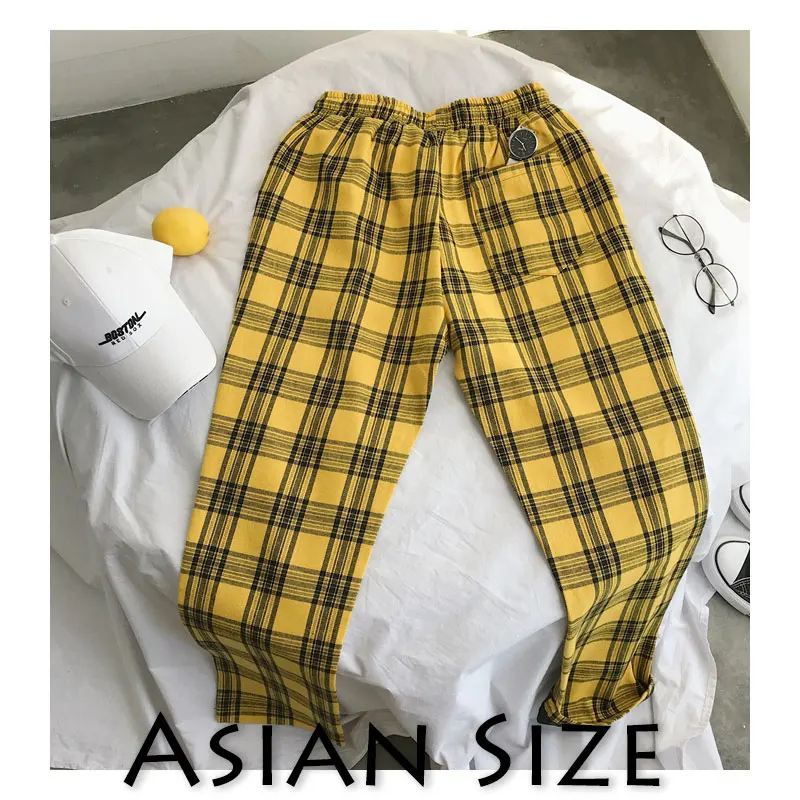 W2(AsianSize) Privathinker мужские и женские корейские черные клетчатые повседневные штаны мужские уличные шаровары мужские клетчатые брюки размера плюс - Цвет: W2(AsianSize)